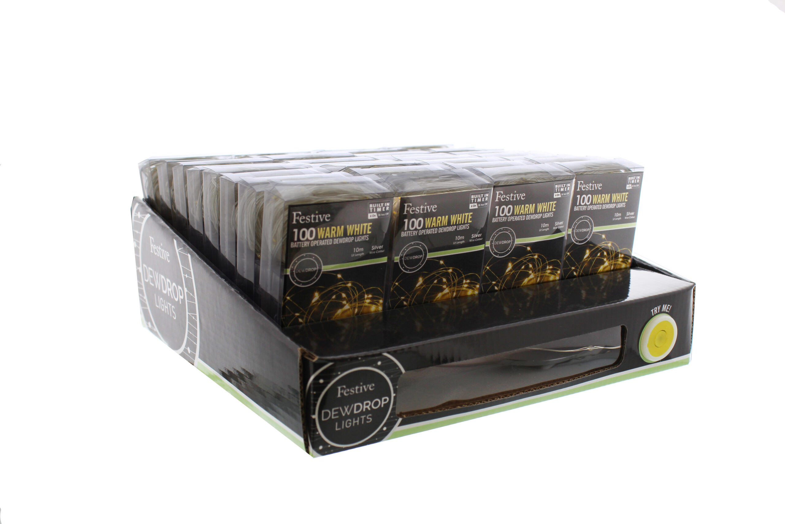 100 warm white (amber) dewdrop lights with timer The Olde Christmas