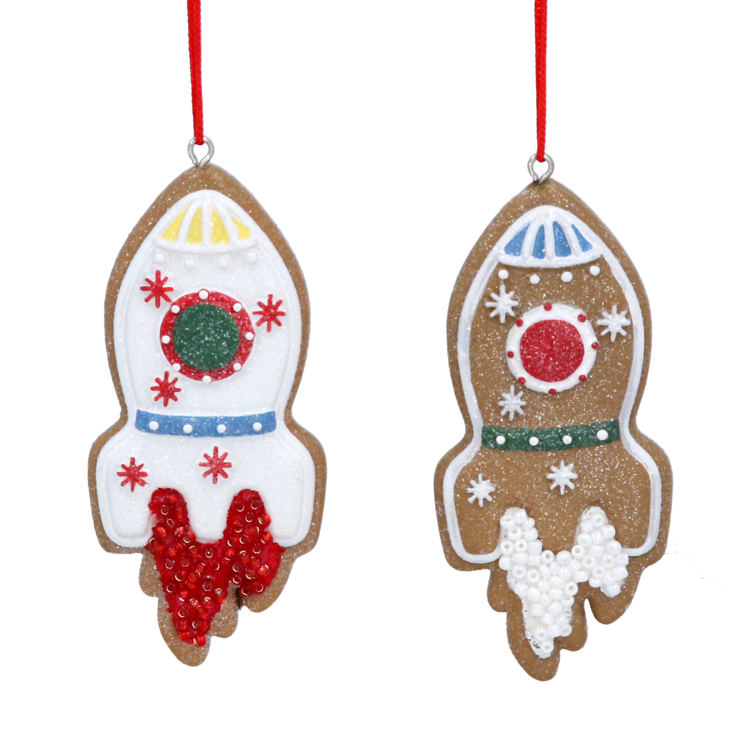 Iced gingerbread rocket, tree decoration | The Olde Christmas Shoppe