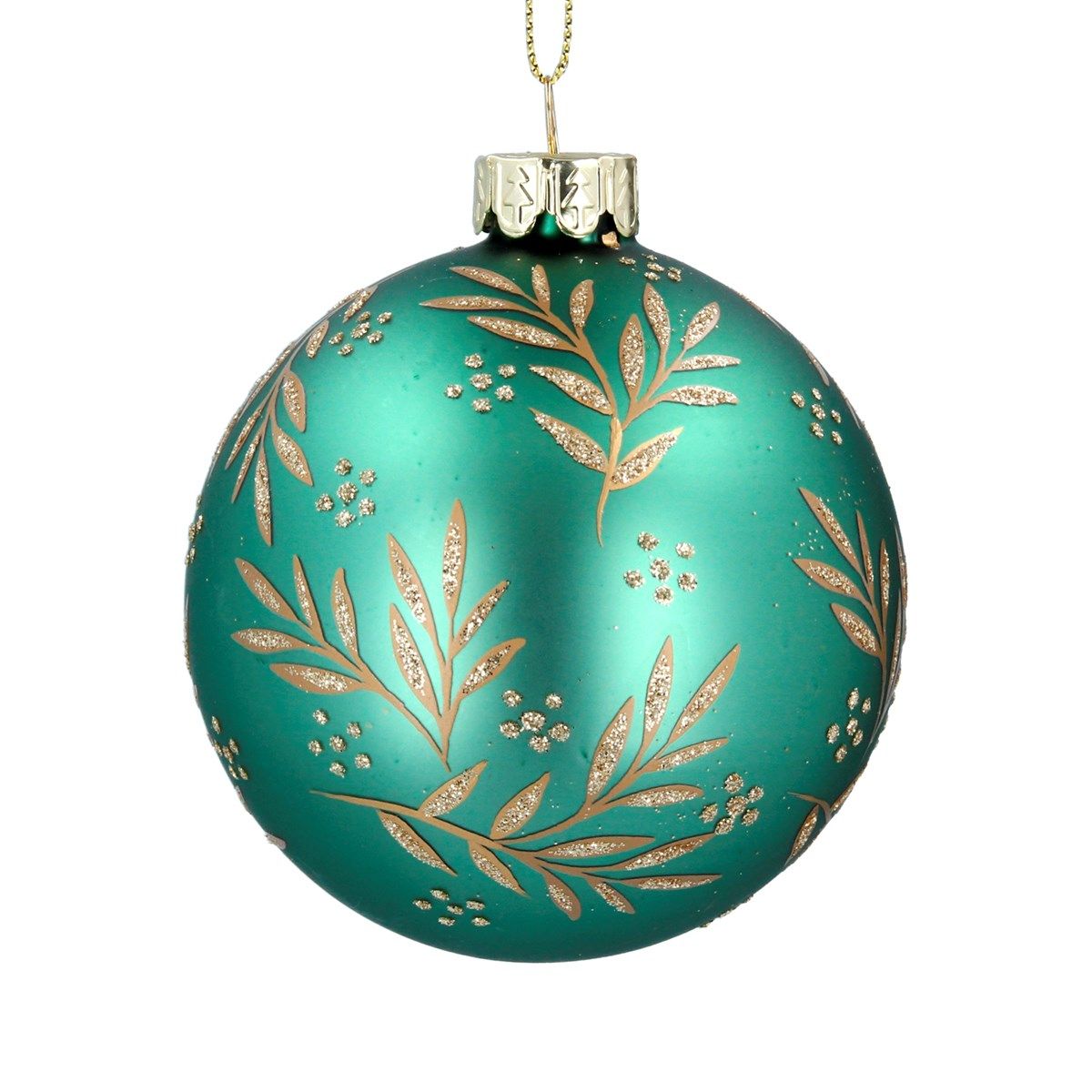 Mint Green and Gold Leaf Bauble The Olde Christmas Shoppe