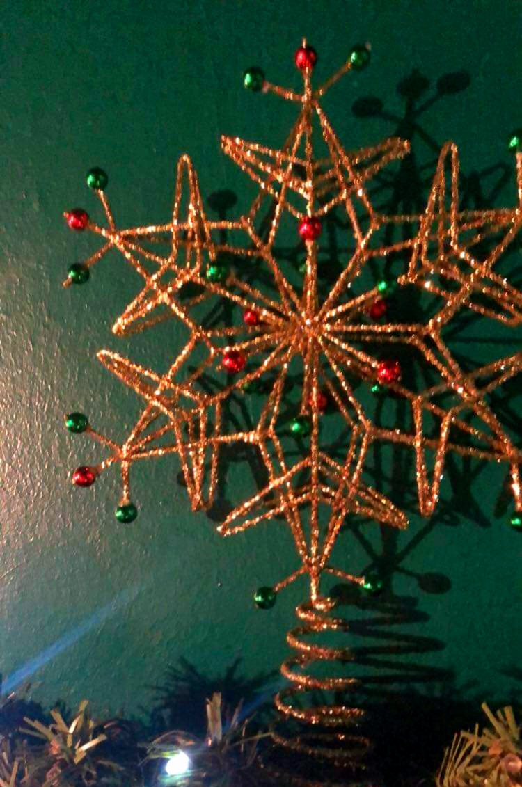 Gold Snowflake Tree Topper with Festive Beads The Olde Christmas Shoppe