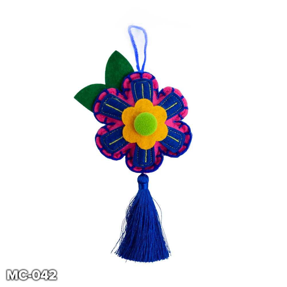 Colourful Peruvian Inspired Embroidered Felt Daisy - Purple Colour