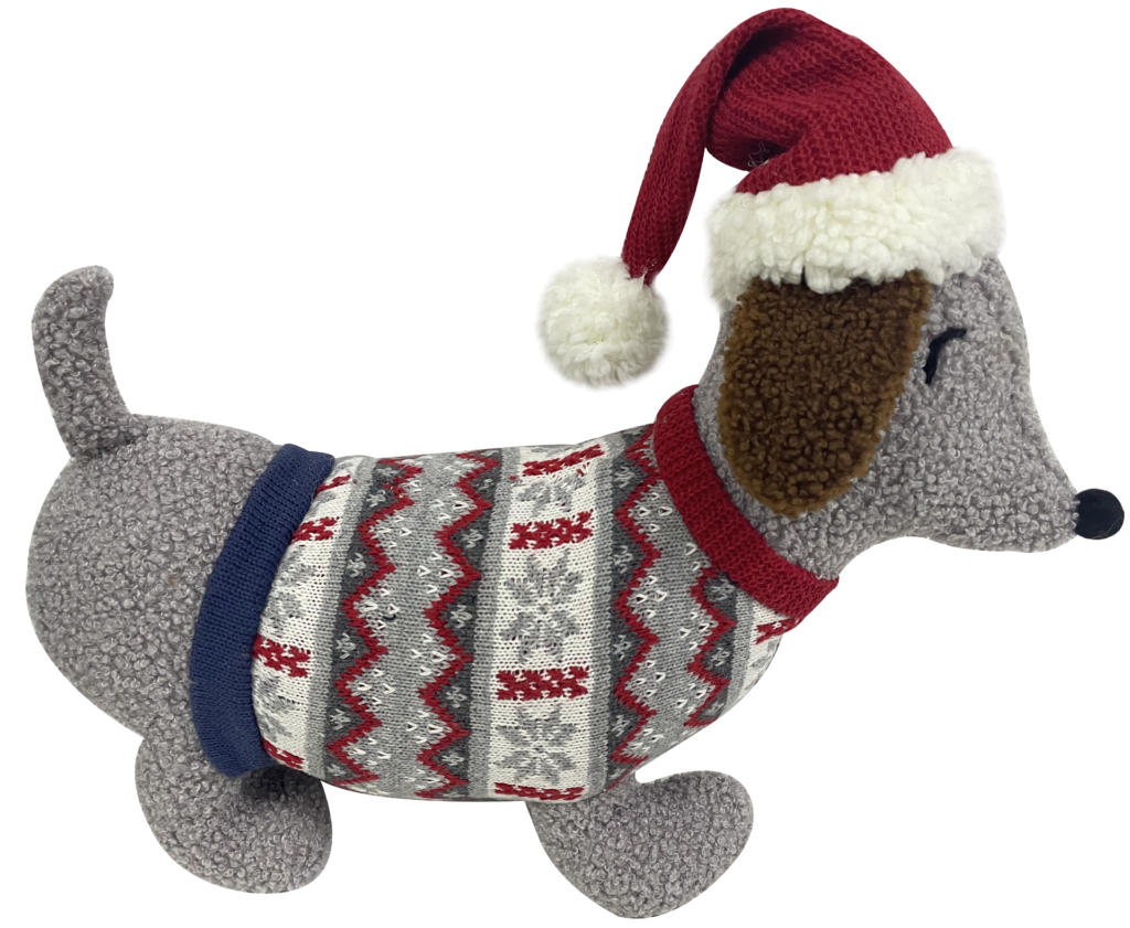 Adorable Bouclé Fabric Sausage Dog Doorstop