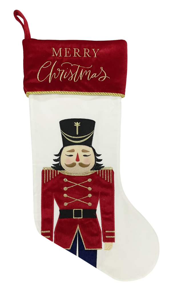 Luxury Nutcracker Appliqué Velvet Stocking